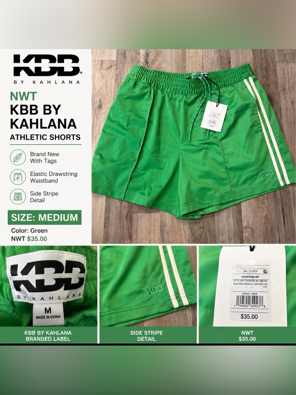 KBB by Kahlana Green Athletic Shorts – Women’s Medium – NWT